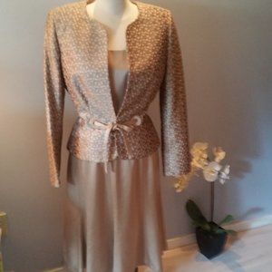 Nipon Boutique gold 3 piece blazier, skirt camisole outfit EUC